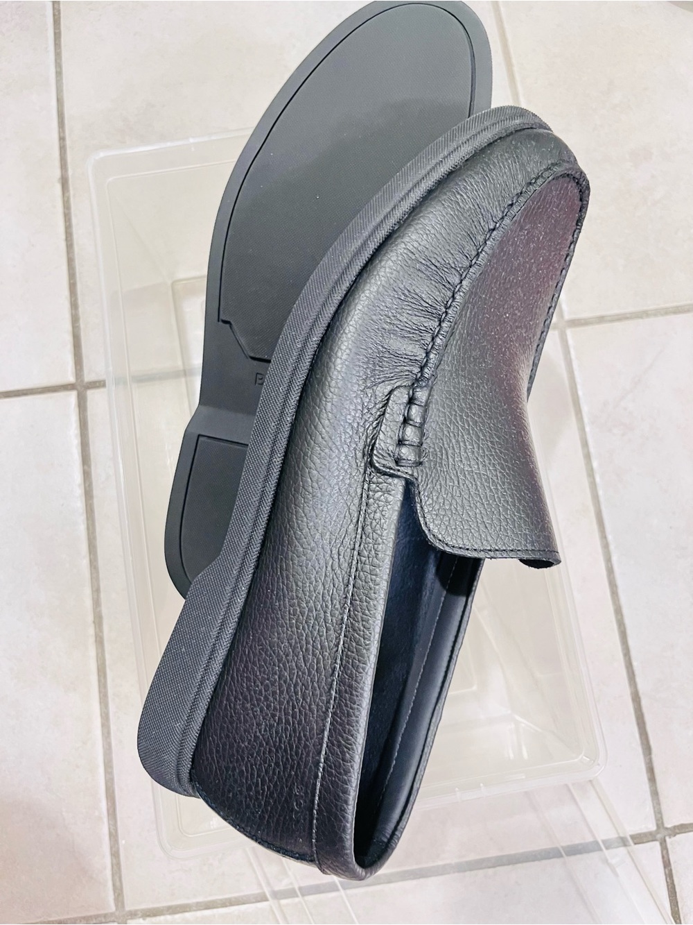 Boss Black Pebbled Leather Slip-On Loafers Size 43 or 10 men’s - Picture 5 of 7